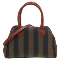 Fendi Brown Coated Canvas And Leather Pequin Vintage Dome Satchel