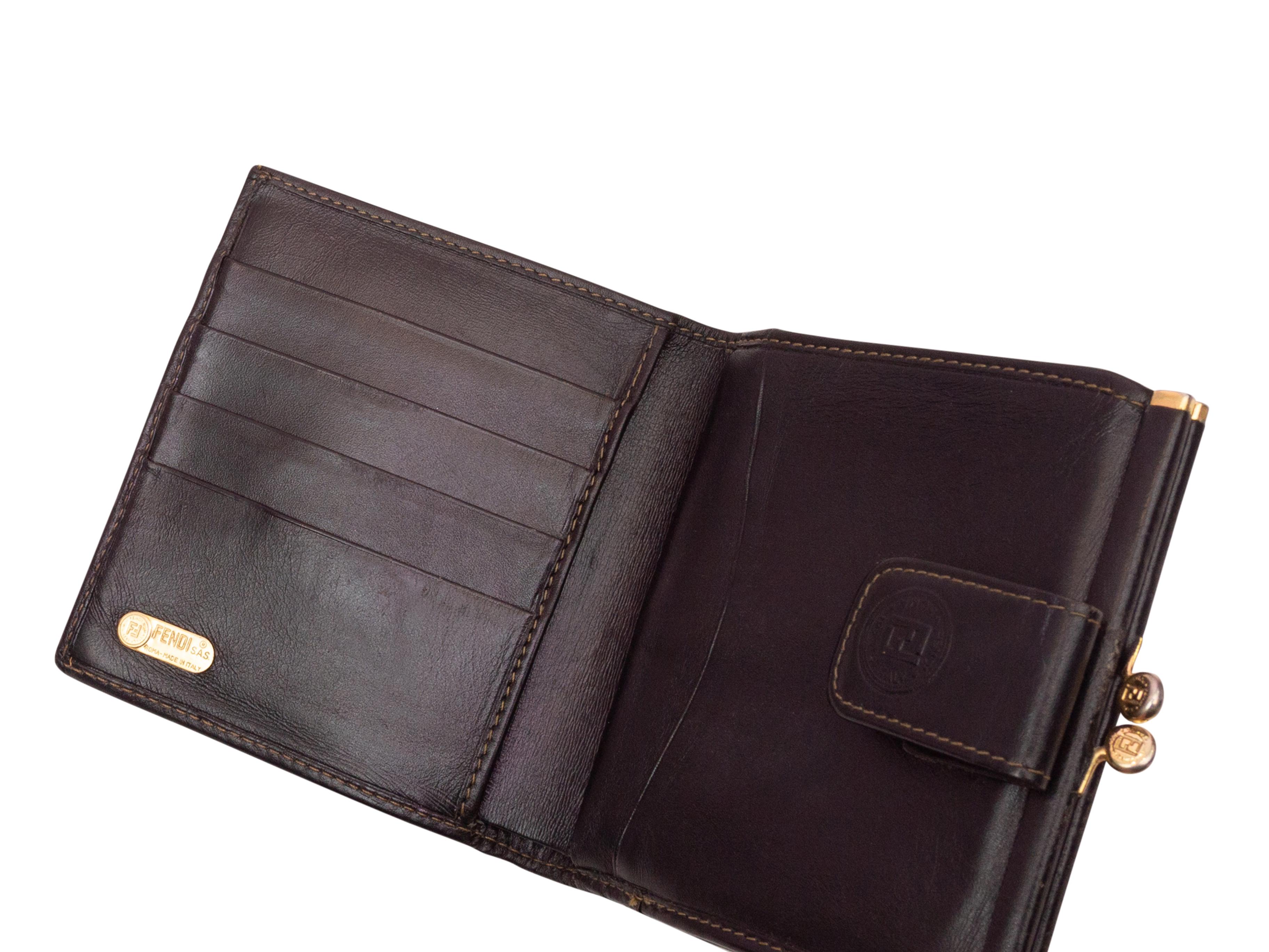 FENDI  Brown Coated Canvas & Leather Trim Wallet In Good Condition In New York, NY