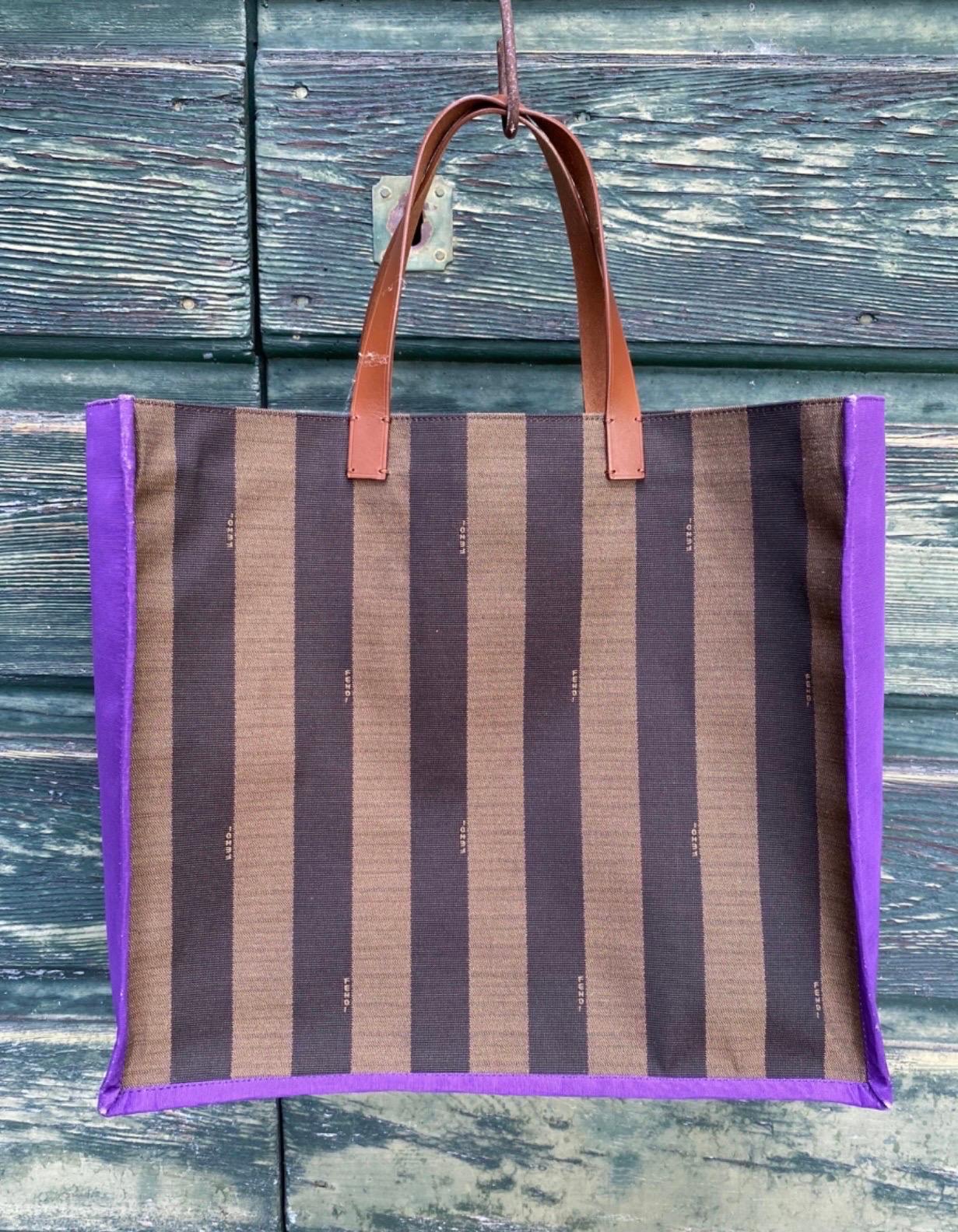 Women's or Men's Fendi brown cotton stripes Shopper