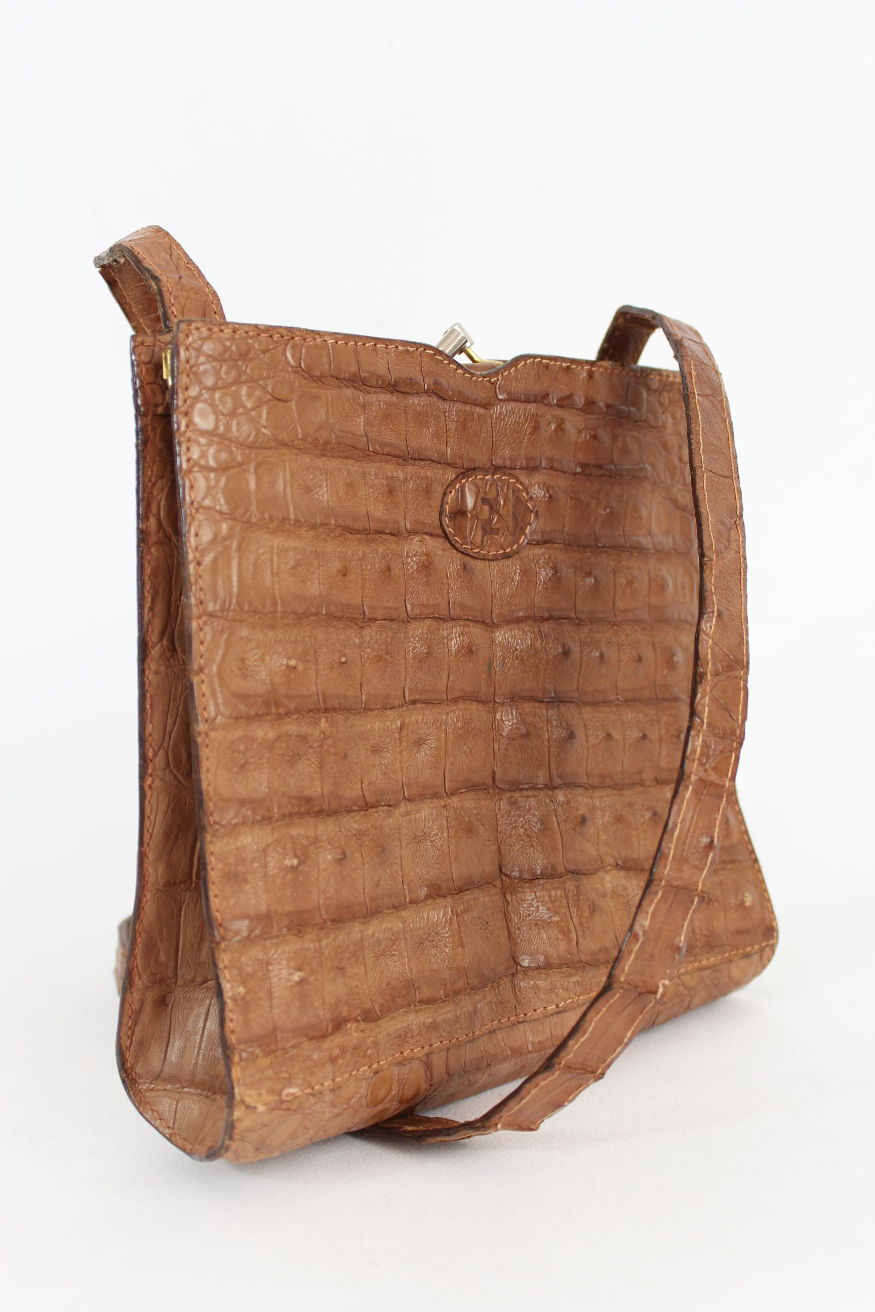 brown croc crossbody bag
