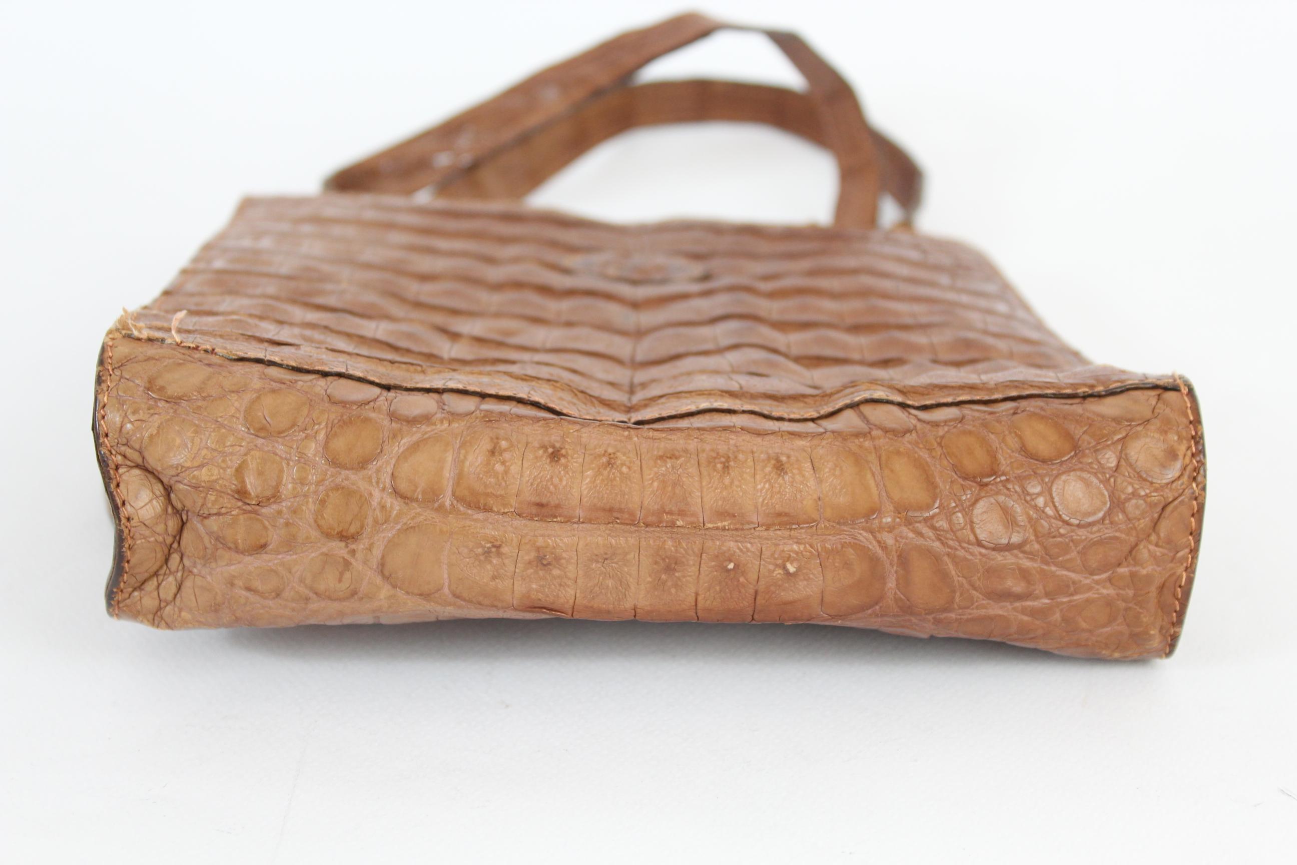 brown crocodile crossbody bag