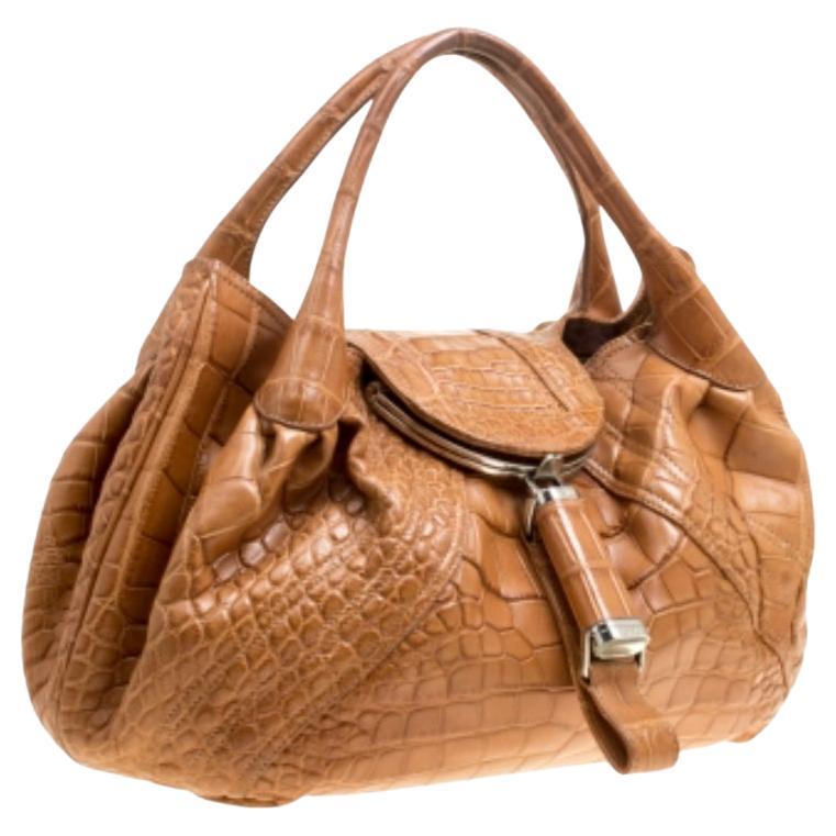 Fendi Hobo Spy Cocodrilo Marrón en venta
