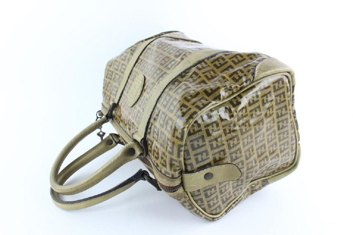 Fendi Brown Crystal Canvas Monogram FF Zucca Boston Duffle Bag 232855 In Good Condition For Sale In Dix hills, NY