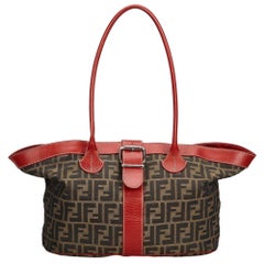 Fendi Brown Dark Brown Canvas Fabric Zucca Tote Bag Italy