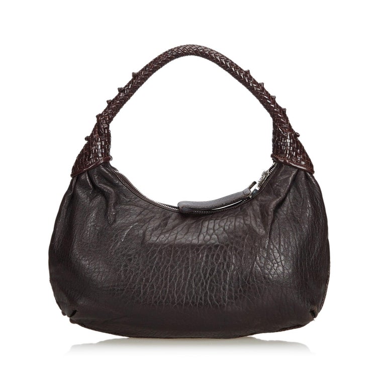 Fendi Brown Dark Brown Leather Spy Hobo Bag Italy For Sale at 1stDibs