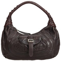 Fendi Brown Dark Brown Leather Spy Shoulder Bag Italy w/ Dust Bag