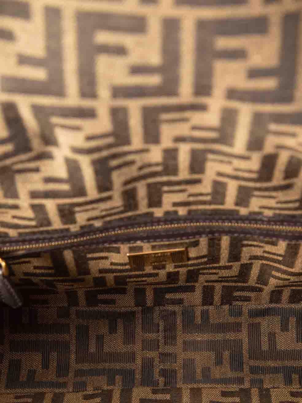 Fendi Brown FF Baguette Contrast Trim Bag For Sale 1