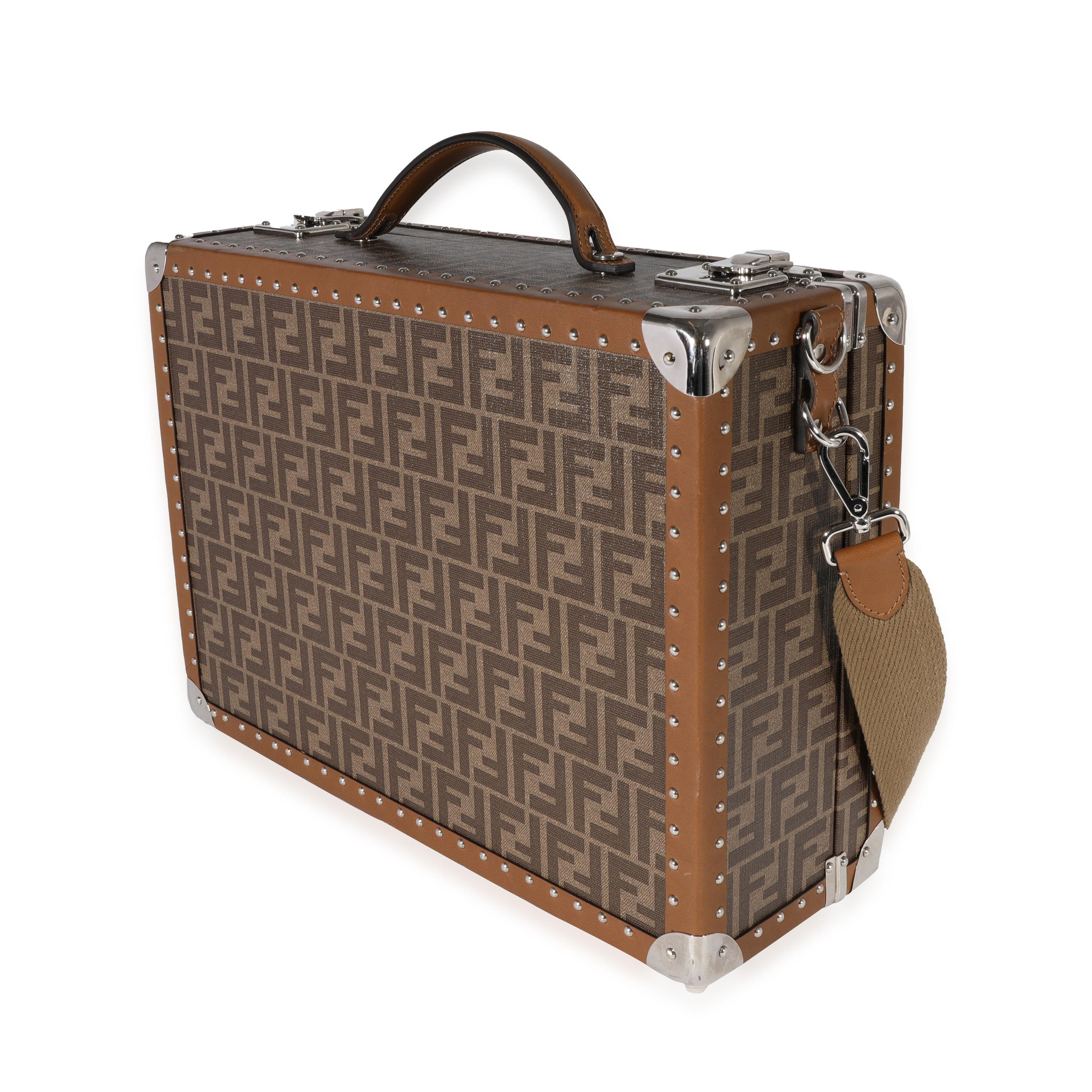 Fendi Brown FF Jacquard Motif Glazed Fabric Medium Rigid Suitcase In Good Condition In New York, NY