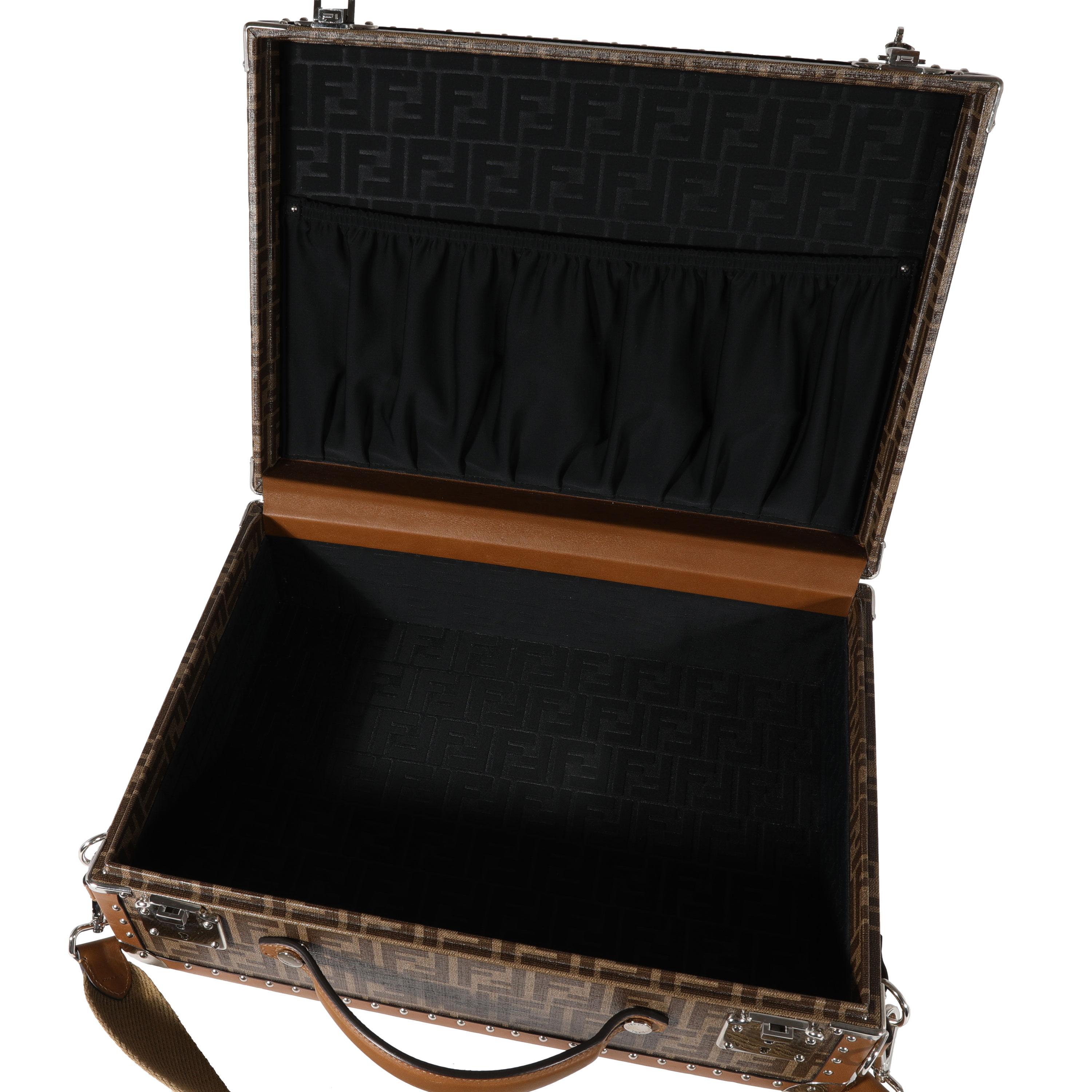 Fendi Brown FF Jacquard Motif Glazed Fabric Medium Rigid Suitcase 1