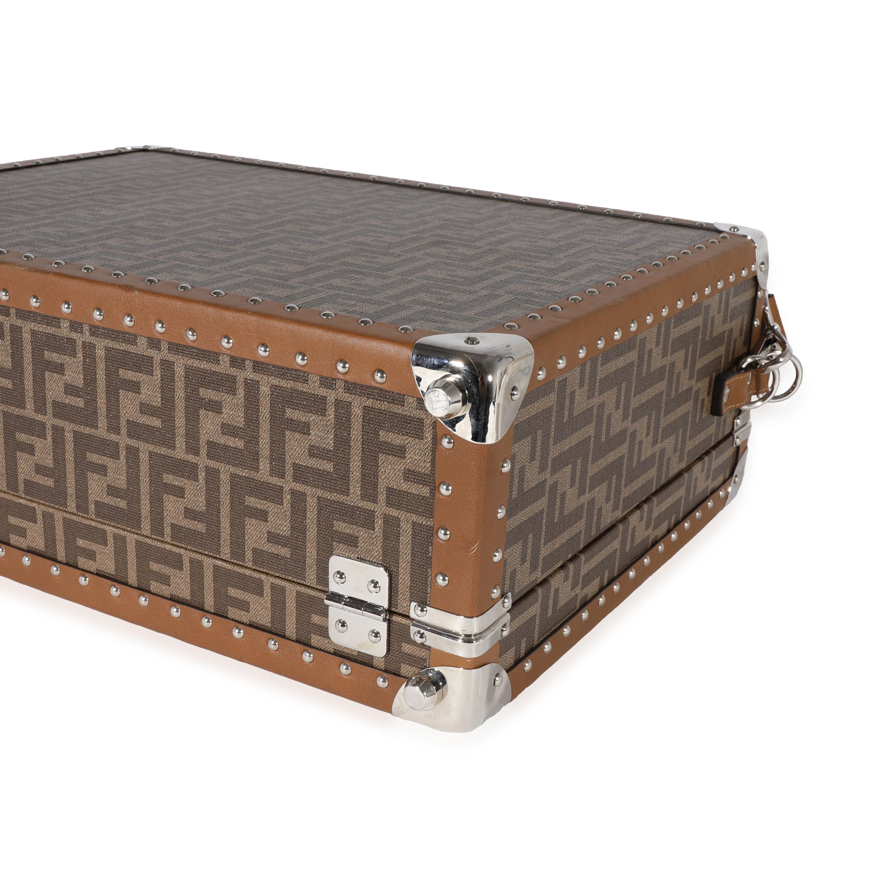 Fendi Brown FF Jacquard Motif Glazed Fabric Medium Rigid Suitcase 2