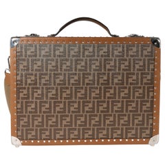 Fendi Brown FF Jacquard Motif Glazed Fabric Medium Rigid Suitcase