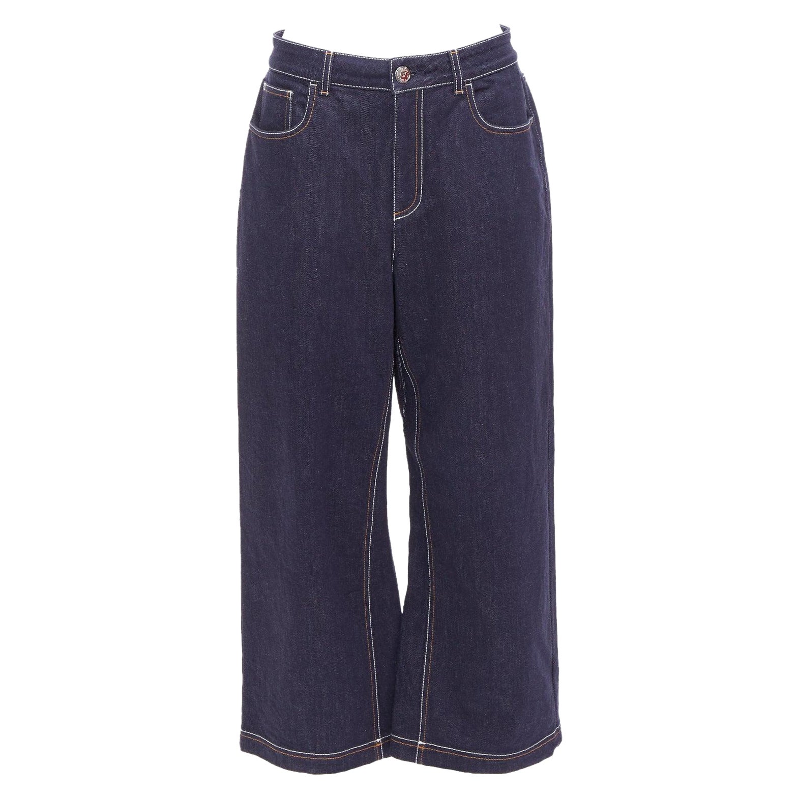 Fendi marrone con logo patch a contrasto, jeans a gamba larga IT44 L