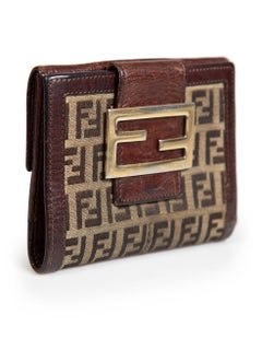 Fendi Brown FF Logo Zucchino Bifold Wallet