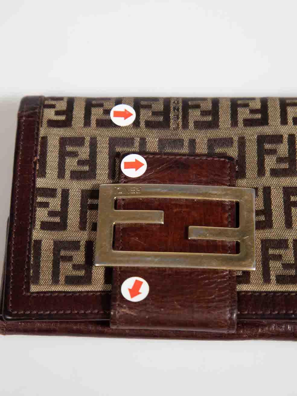 Fendi Brown FF Logo Zucchino Bifold Wallet 2