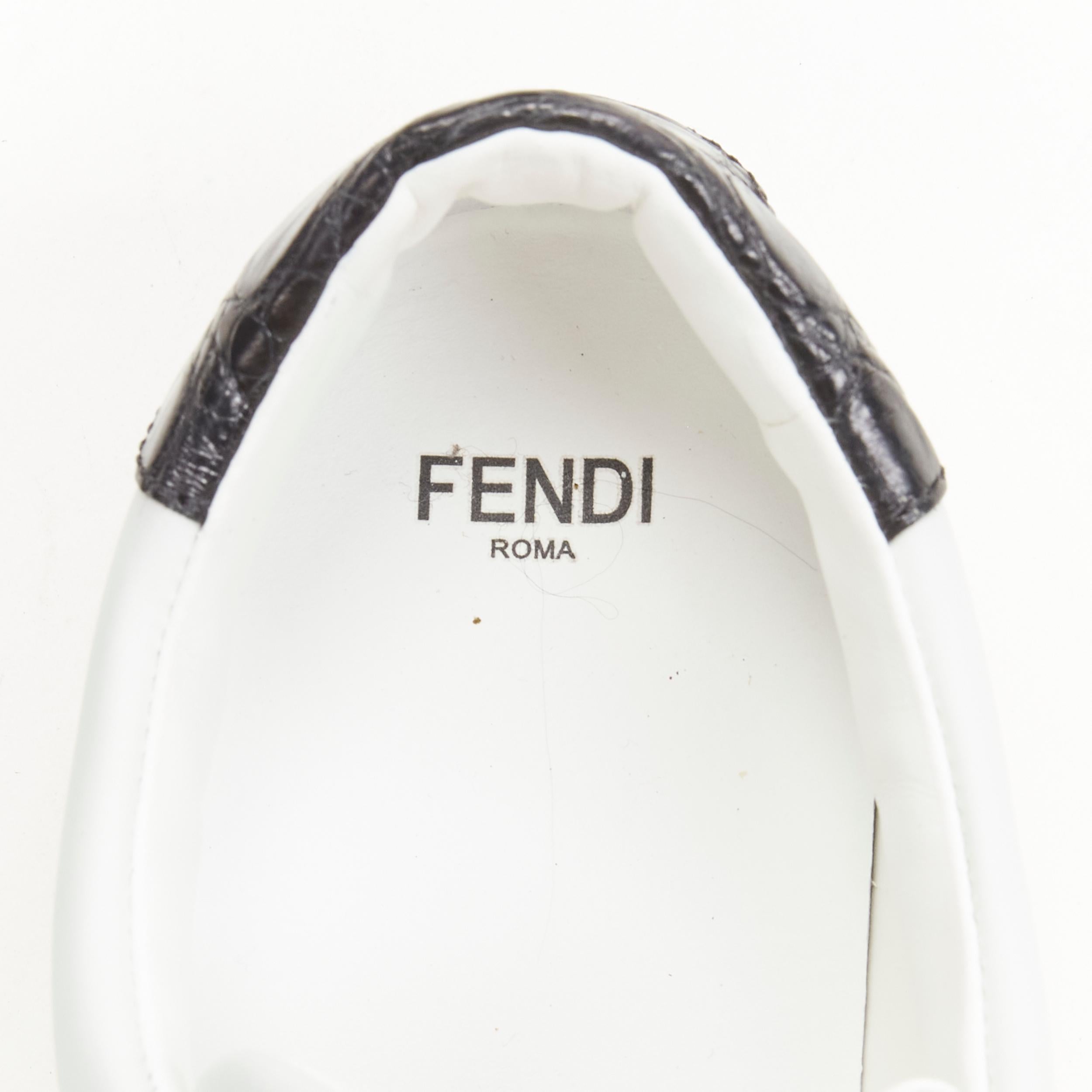 FENDI brown FF Zucca monogram velvet strap white leather sneaker EU36 4