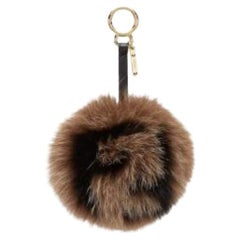 Fendi Brown Fox Fur FF Pom Pom Charm