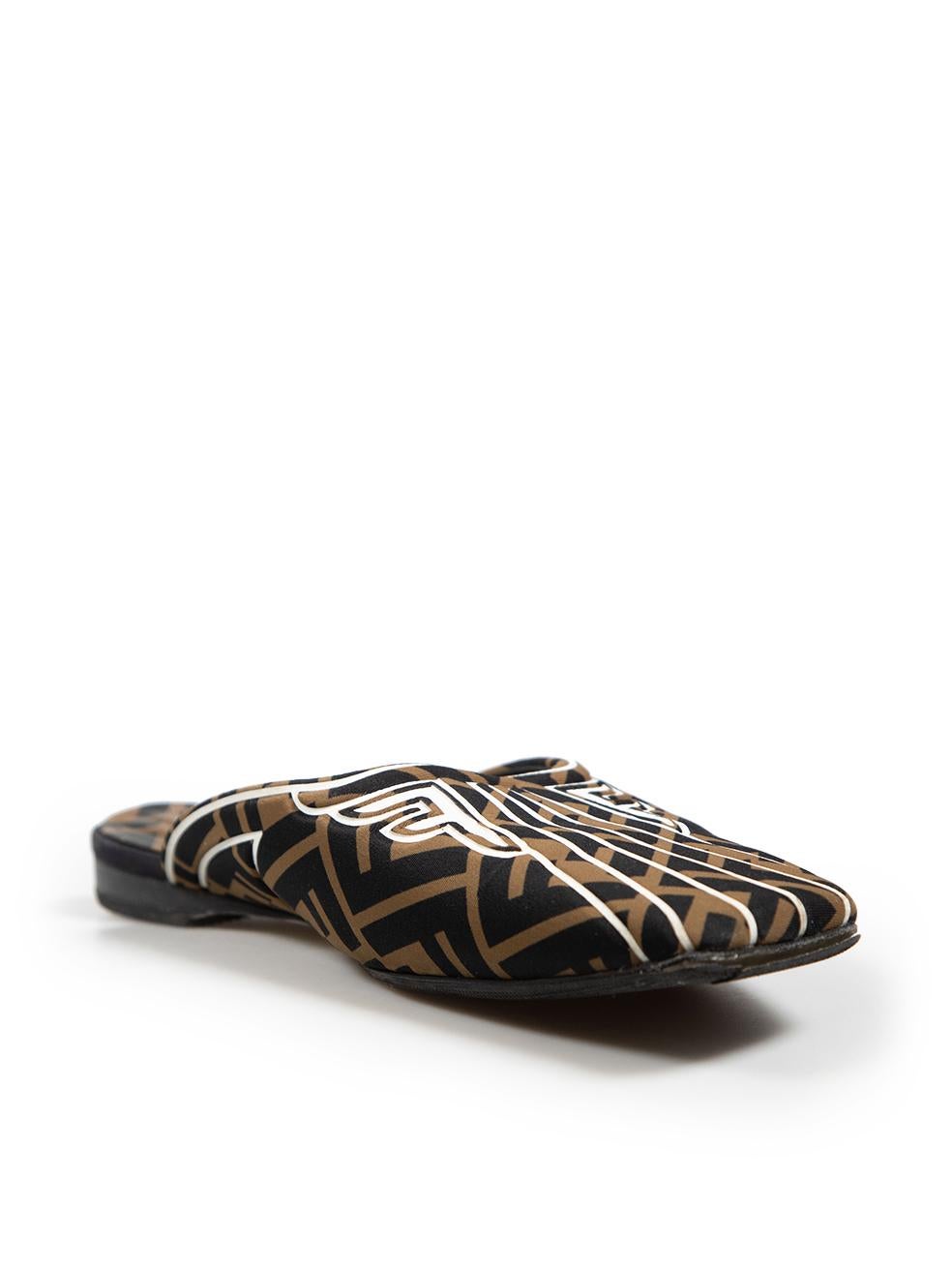 CONDITION is Good. Minor wear to the Mules is evident. The sole on the left Mule is slightly loose from the base of the shoe. There is an abrasion on the insole of the right shoe on this used Fendi designer resale item. Please note this item has