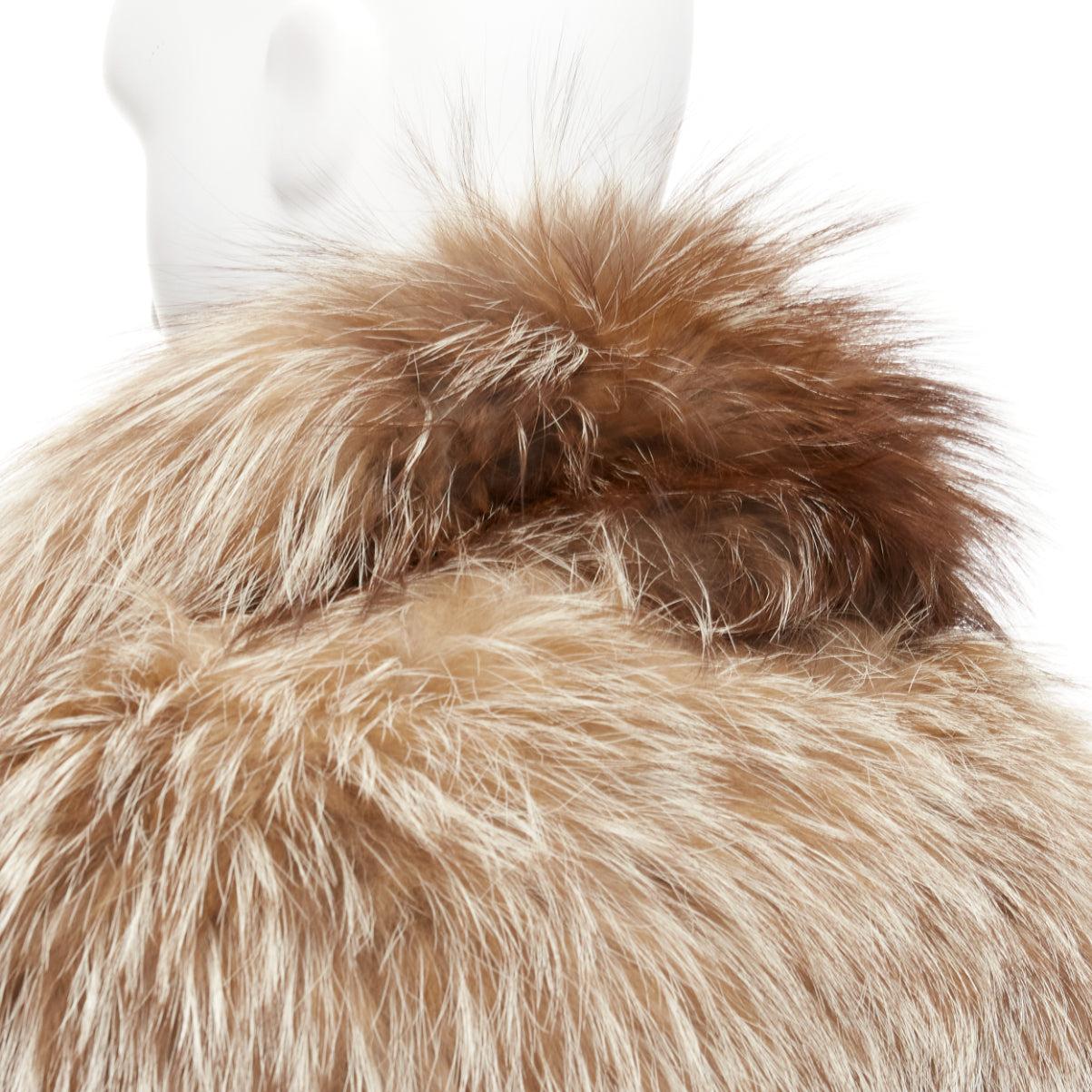 FENDI brown fur long sleeve crop jacket with detachable collar IT36 XXS For Sale 3