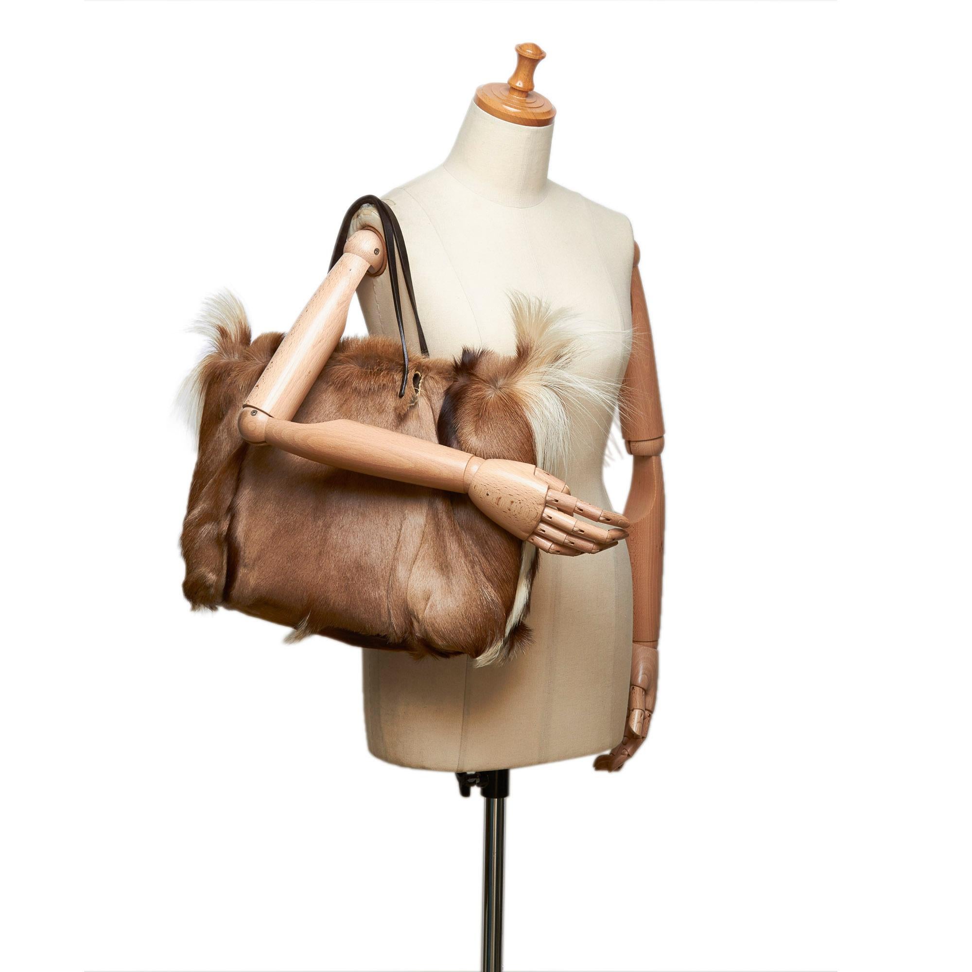 Fendi Brown Fur Tote Bag For Sale 5