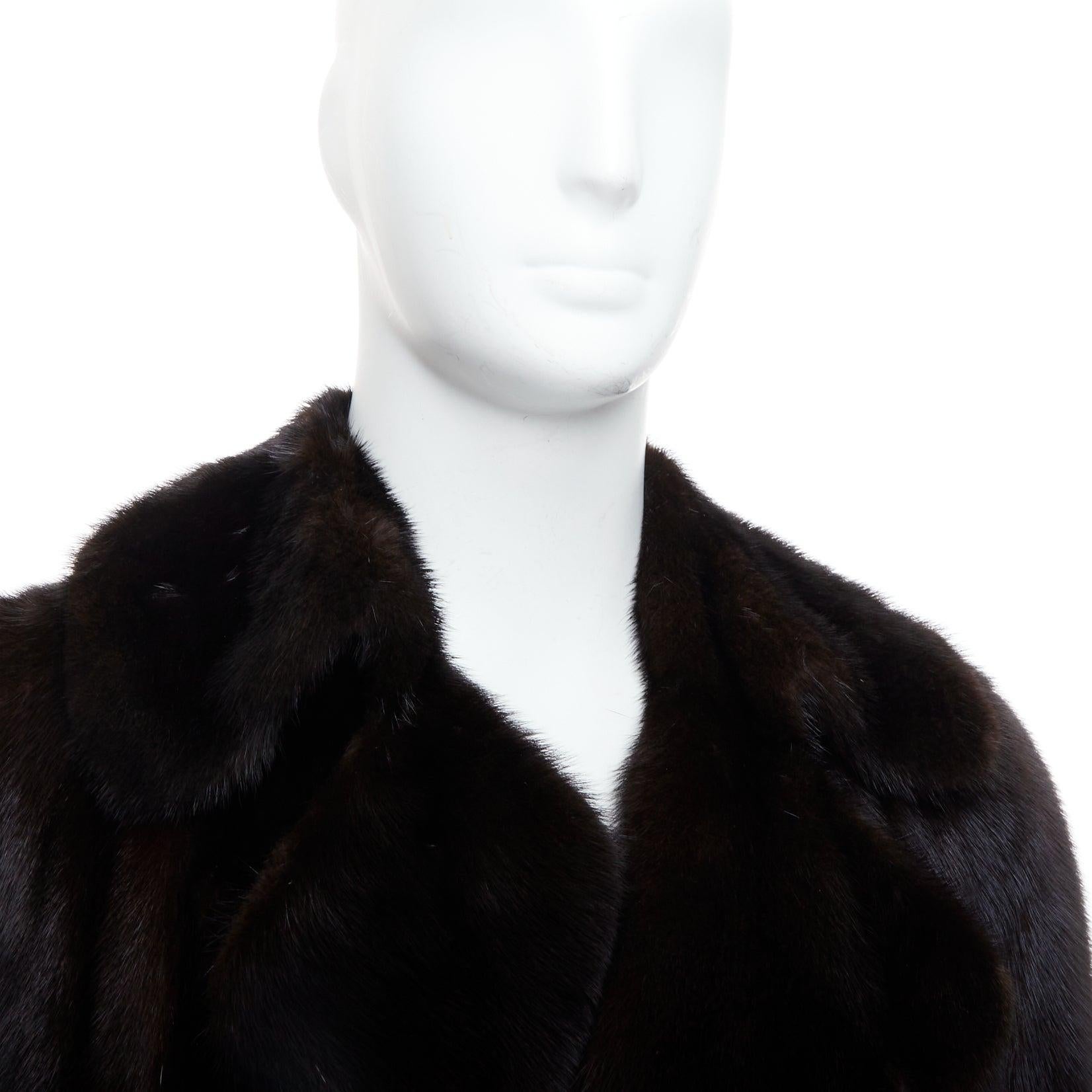 Fendi cappotto marrone in vera pelliccia Selleria doppiopetto con cintura IT48 M in vendita 2