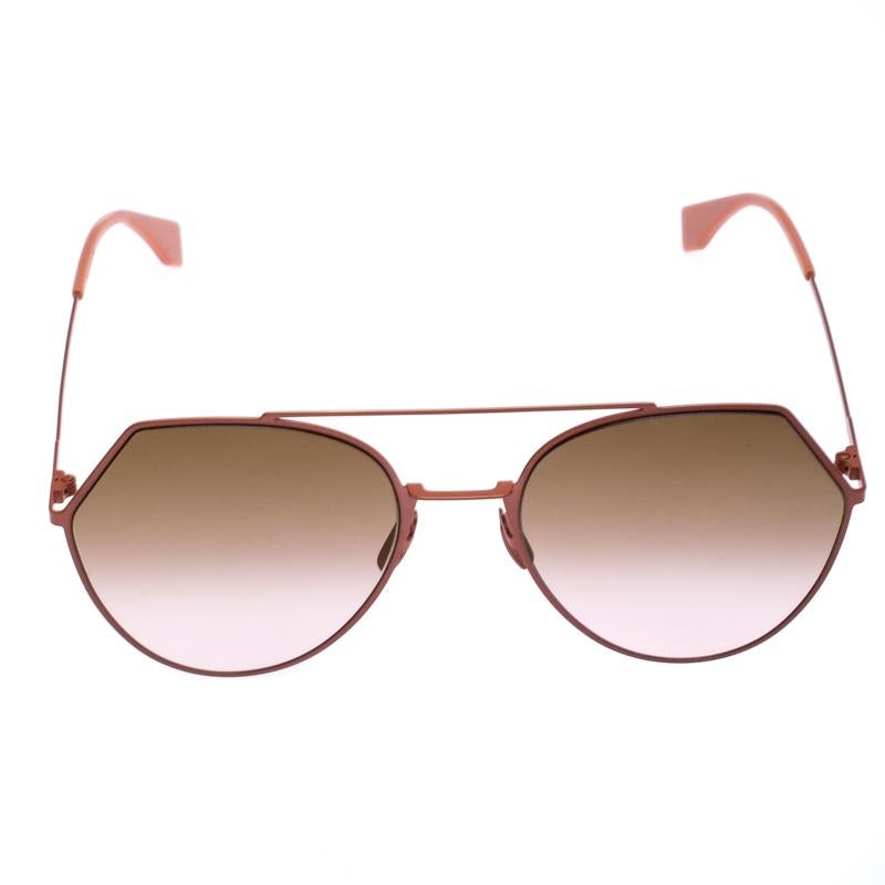 Women's Fendi Brown Gradient FF 0194/S Aviator Sunglasses