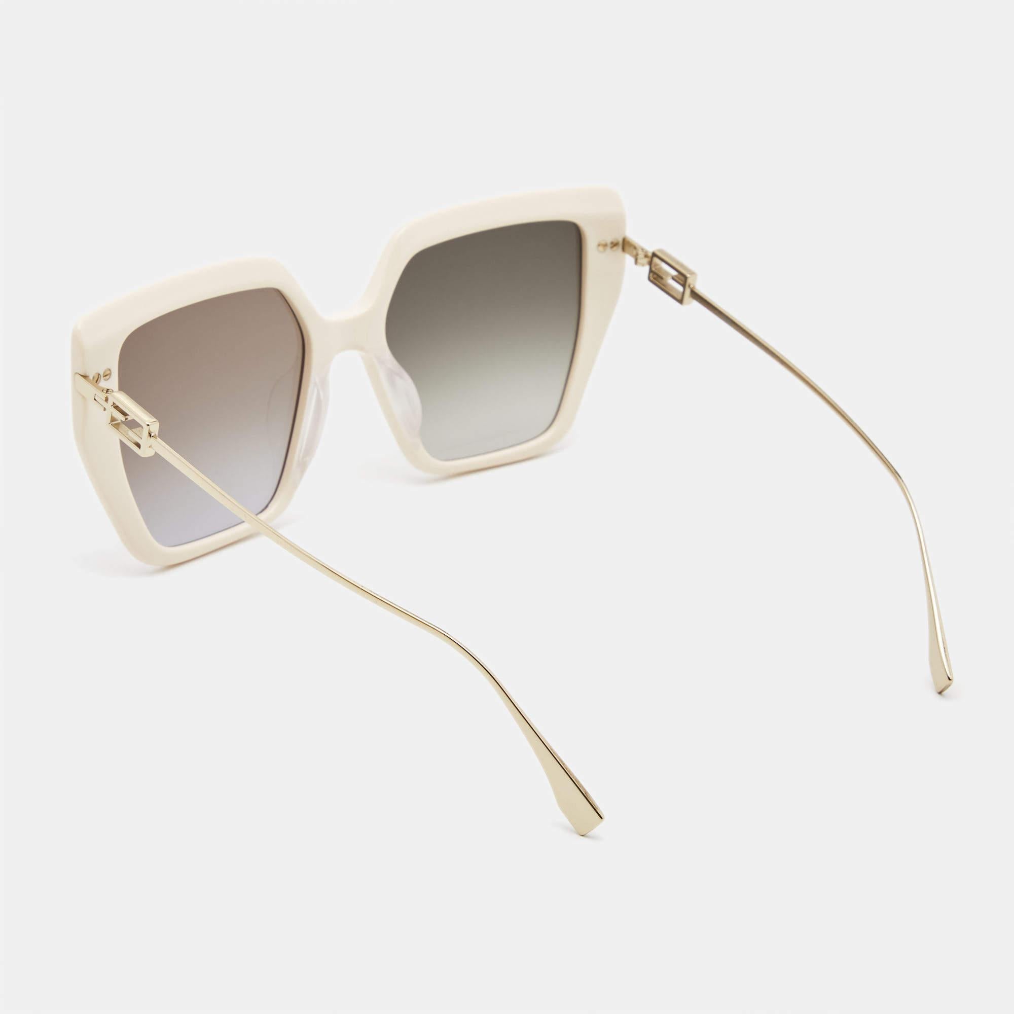 Beige Fendi Brown/Ivory Gradient FE40012U Baguette Oversized Sunglasses