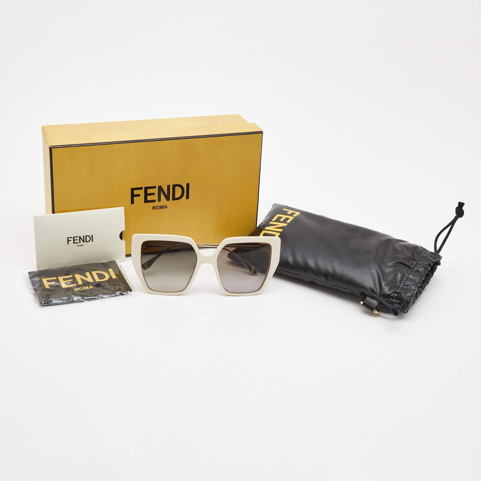 Women's Fendi Brown/Ivory Gradient FE40012U Baguette Oversized Sunglasses