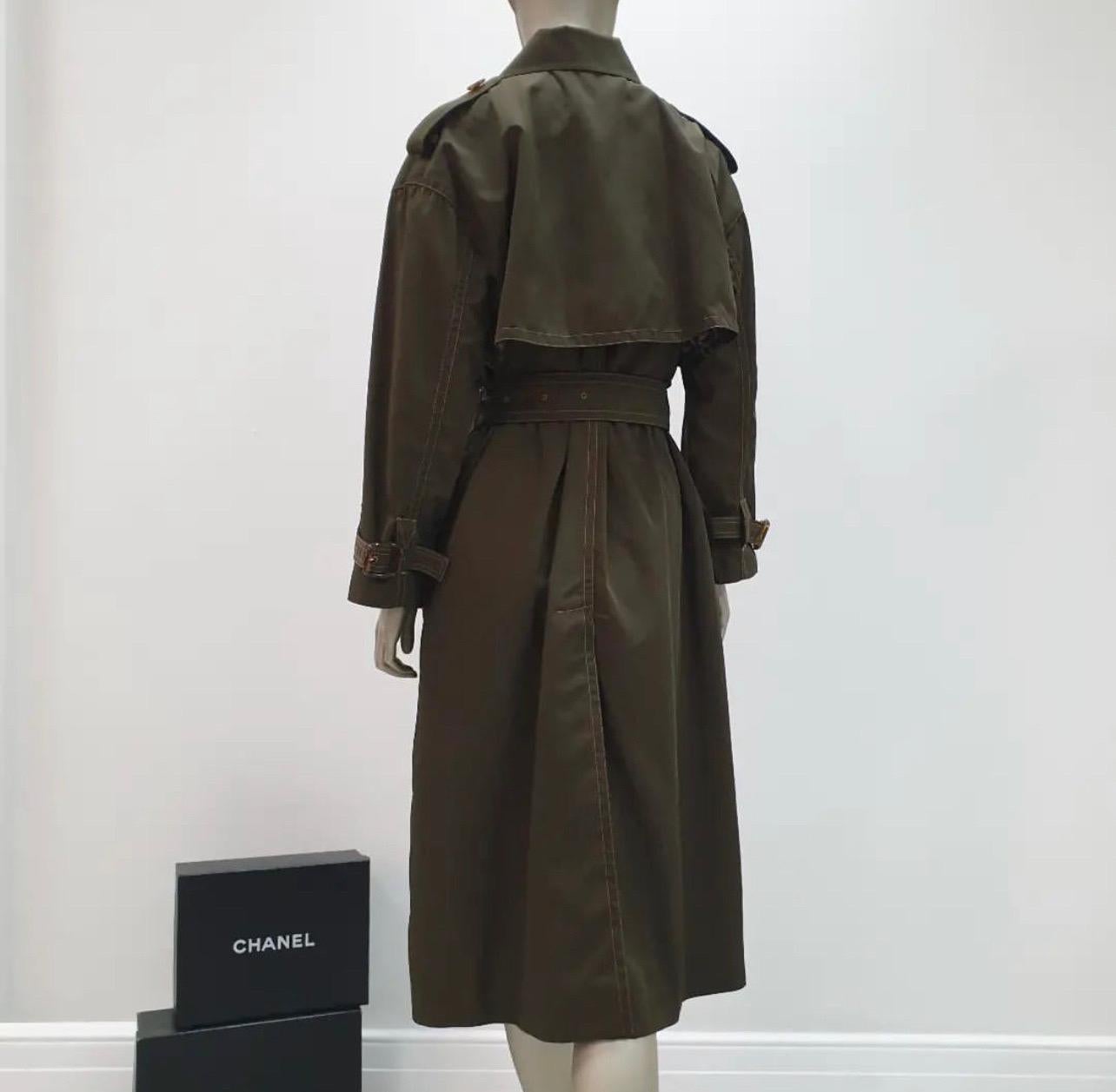 Fendi Brown Khaki Belted Trench Coat For Sale 1