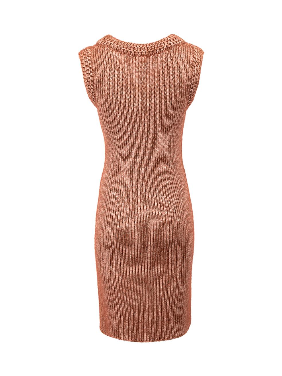 Fendi Brown Knit Sleeveless Dress Size XS In Good Condition In London, GB