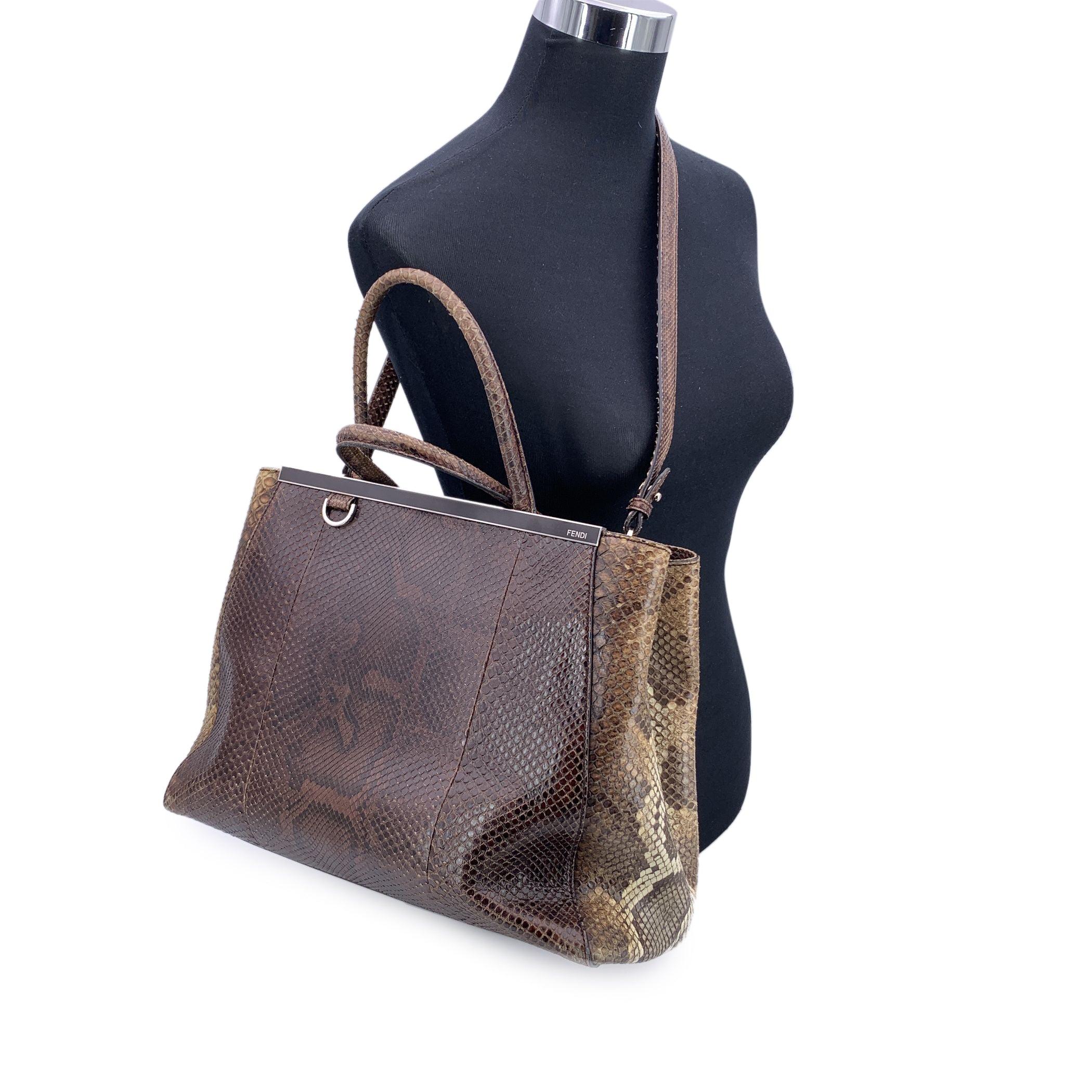 Fendi Brown Leather 2Jours Tote Handbag with Shoulder Strap Negro en venta