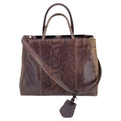 Fendi Brown Leather 2Jours Tote Handbag with Shoulder Strap