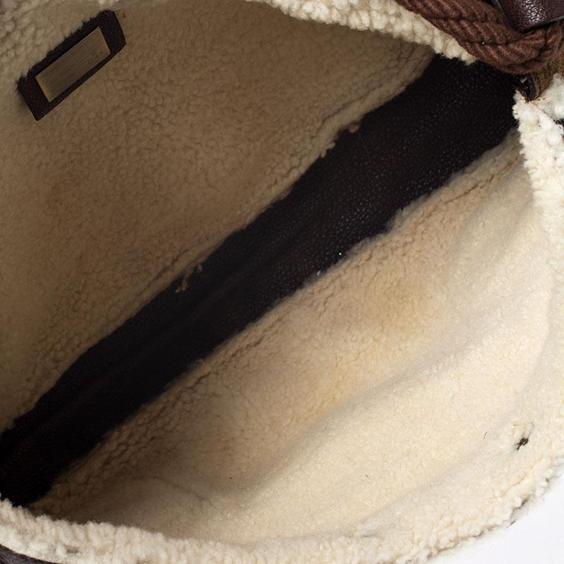 Fendi Brown Leather and Suede Shearling Hobo 1