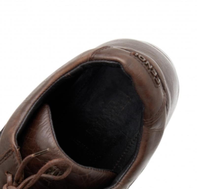 Men's Fendi Brown Leather And Zucca Canvas Low Top Sneakers Size 42.5 For Sale