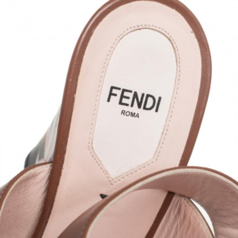 Fendi Brown Leather Ankle Strap Sandals Size 39 For Sale 2