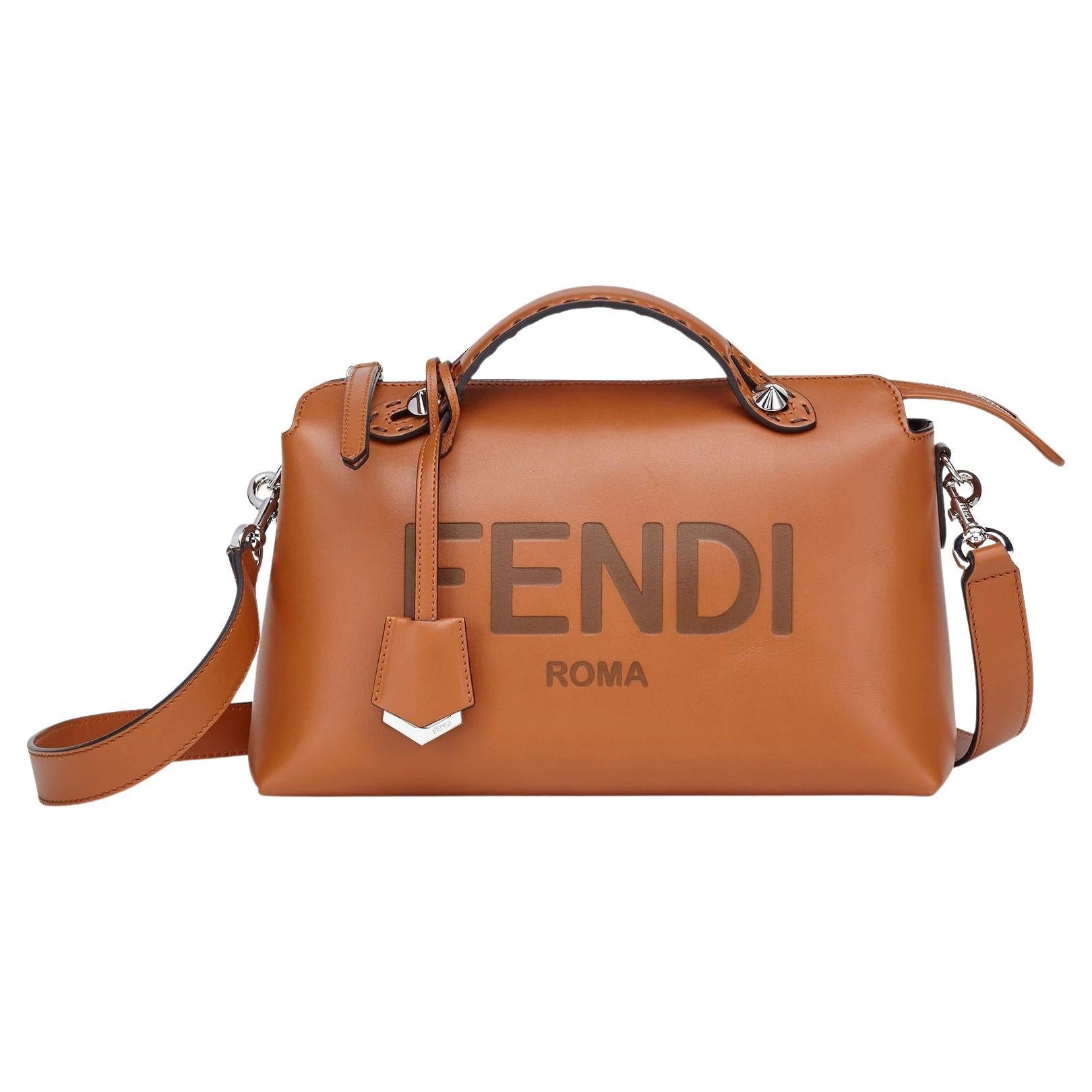 NEW Vintage Fendi Brown Tan Leather Woven Crossbody Bag For Sale at