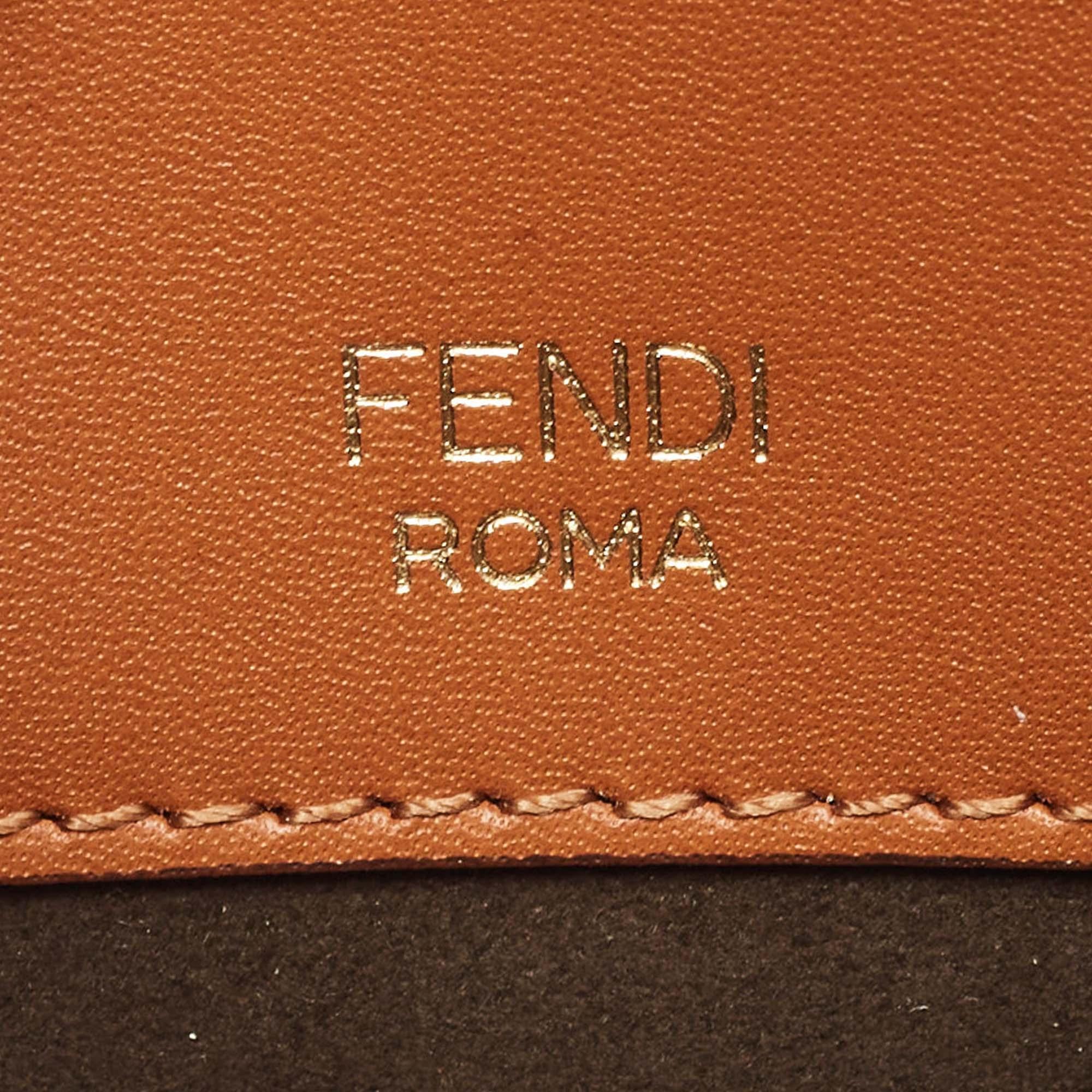 Fendi Brown Leather FF Flat Baguette Clutch 1
