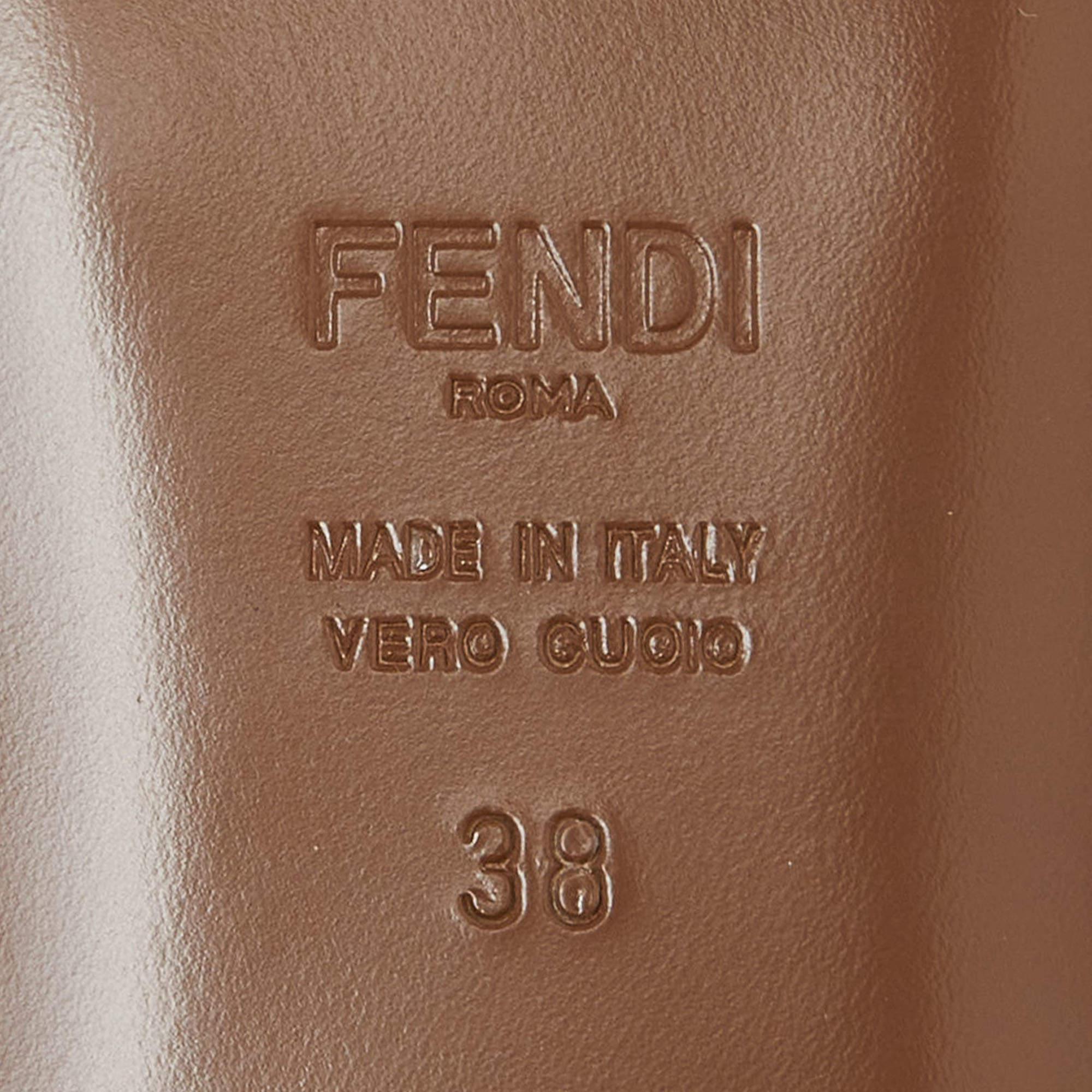 Fendi Brown Leather Flat Slide Size 38 4