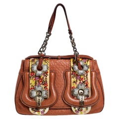 Fendi Brown Leather Floral Embroidered Limited Edition B Shoulder Bag