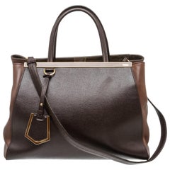 Fendi Brown Leather Large 2Jours Tote Bag