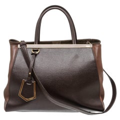 Fendi Brown Leather Large 2Jours Tote Bag