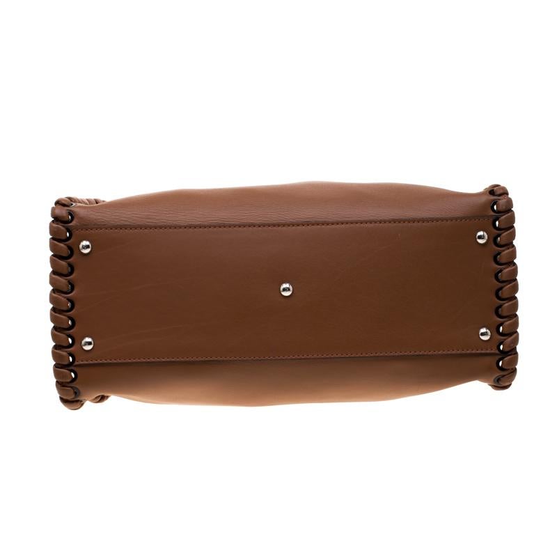 Fendi Brown Leather Large Lace Up Peekaboo Top Handle Bag 5