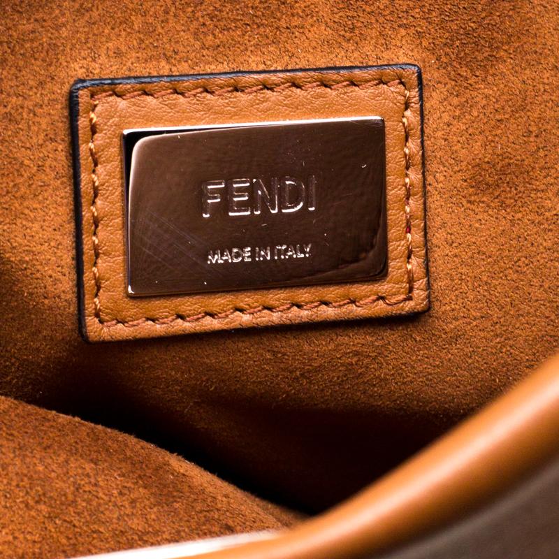 Women's Fendi Brown Leather Large Lace Up Peekaboo Top Handle Bag