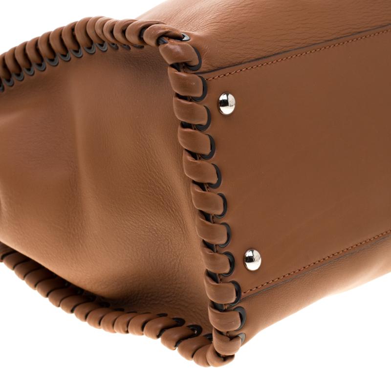 Fendi Brown Leather Large Lace Up Peekaboo Top Handle Bag 2