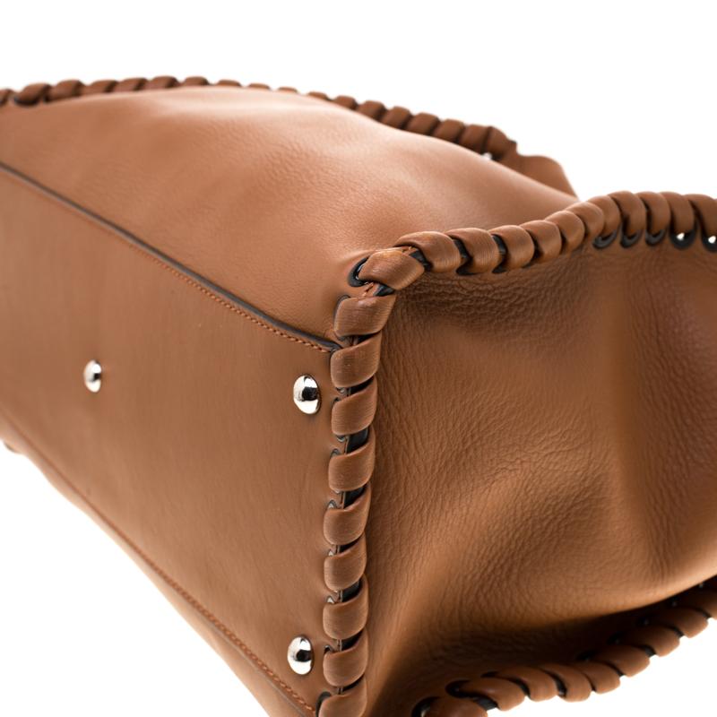 Fendi Brown Leather Large Lace Up Peekaboo Top Handle Bag 4