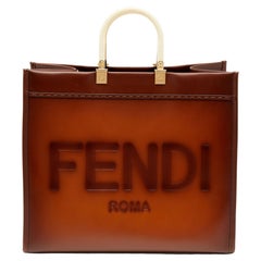 Fendi Brown Leather Large Sunshine Shopper Tote