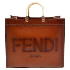 Fendi Brown Leather Large Sunshine Shopper Tote