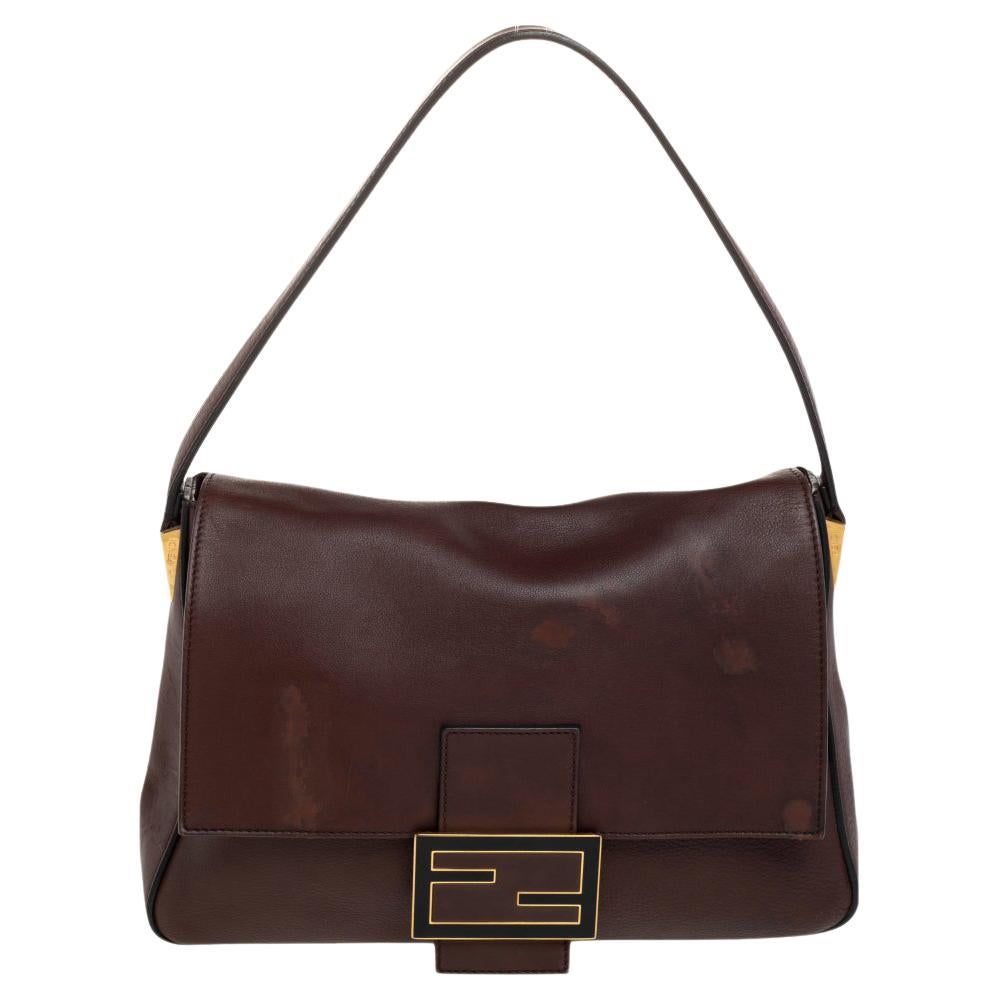 Fendi Brown Leather Mama Baguette Shoulder Bag