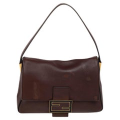 Used Fendi Brown Leather Mama Baguette Shoulder Bag