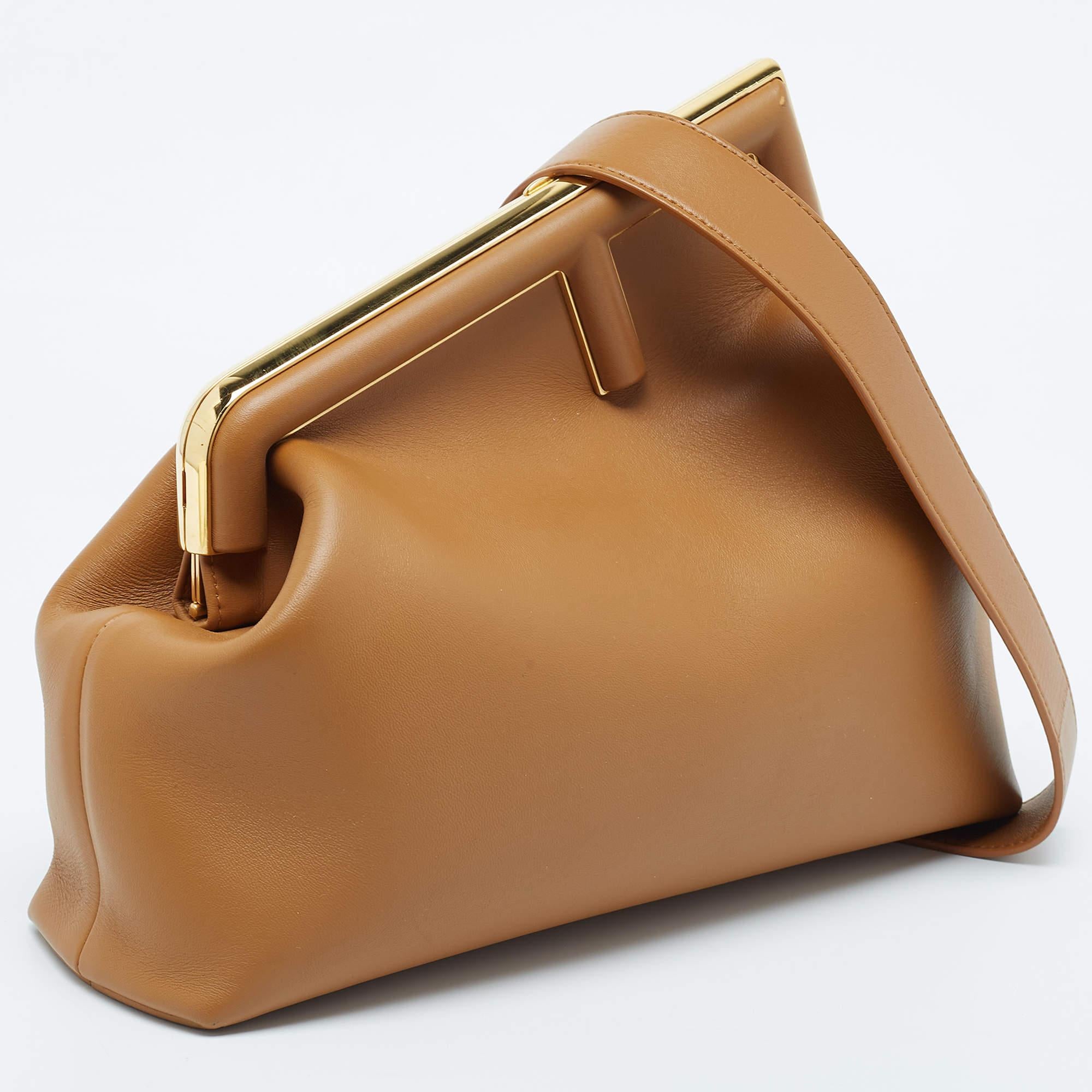 Fendi Brown Leather Medium Fendi First Shoulder Bag In Excellent Condition In Dubai, Al Qouz 2