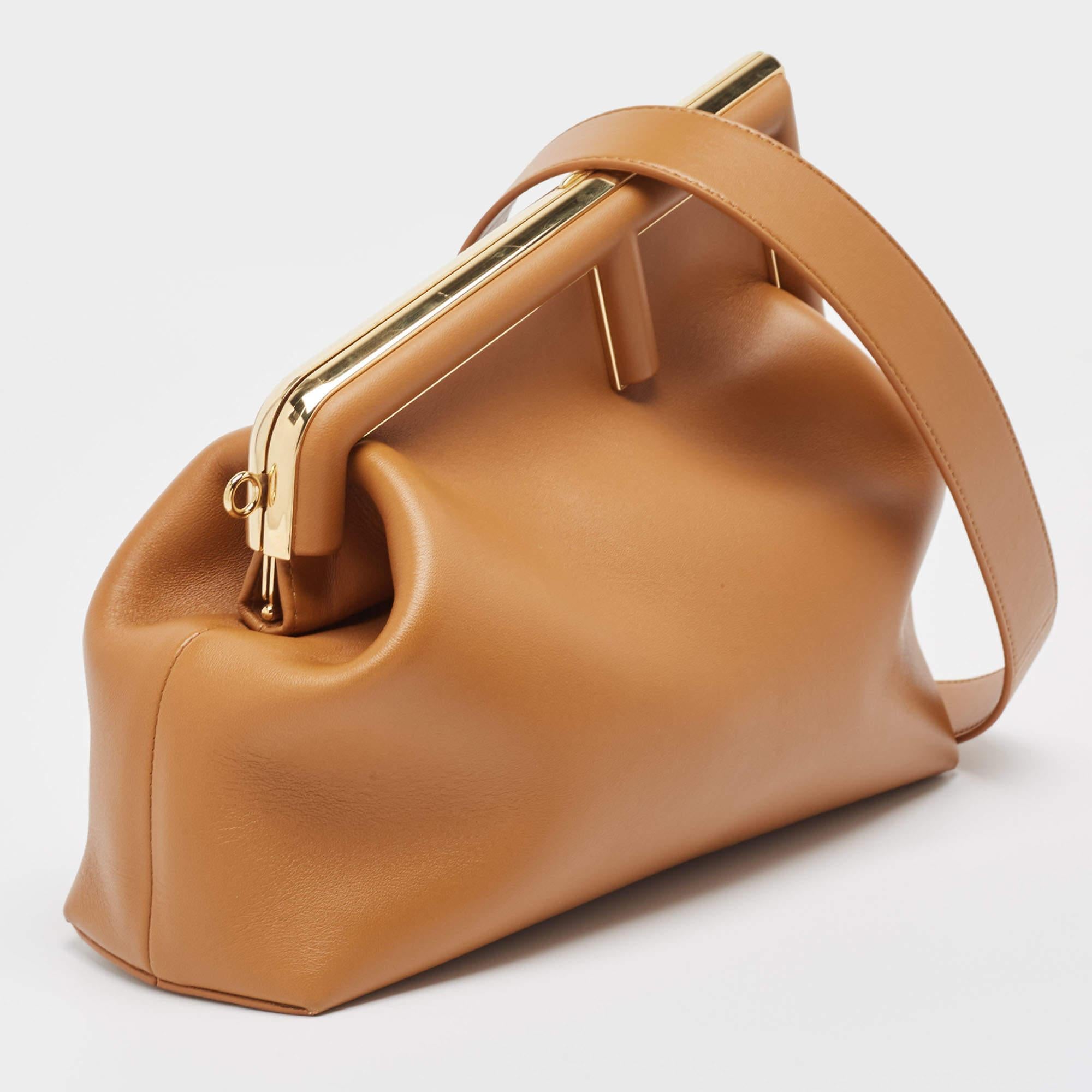 Fendi Brown Leather Medium First Shoulder Bag In Good Condition In Dubai, Al Qouz 2